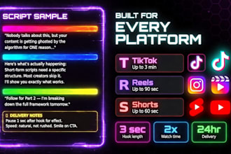 write viral short form video scripts for tiktok, reels and youtube shorts