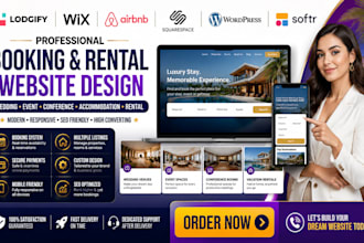 design wedding event conference accommodation booking rental business website