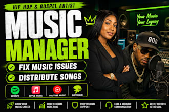 fix music issues, distribute songs, and manage hip hop, gospel artists