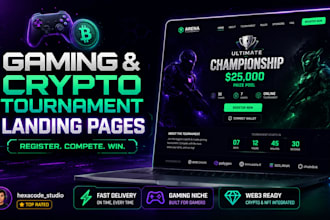 design a high converting gaming and crypto tournament website landing page