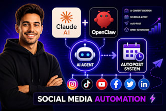 setup social media automation skill in claude ai openclaw ai agent for autopost