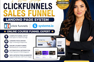 setup clickfunnel,salesfunnel landing page systemeio ,online course funnel