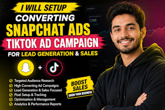 setup converting snapchat ads tiktok ad campaign for lead generation and sales