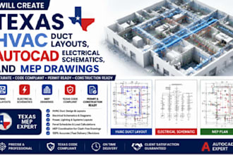 create texas hvac duct layouts, electrical schematics, and mep drawings
