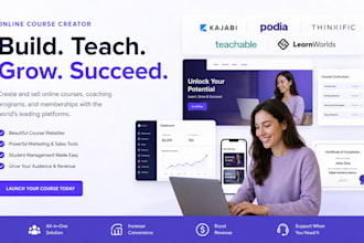online course creator , kajabi website, sales page, podia, thinkific learnworlds