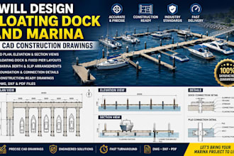 design floating dock marina 2d cad construction drawings dock blueprint lake
