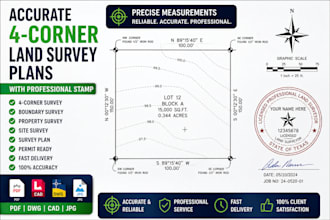 provide accurate 4 corner land survey plans with professional stamp