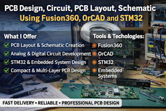 design pcb layout schematic and circuit using fusion360, orcad, stm32 pcb design