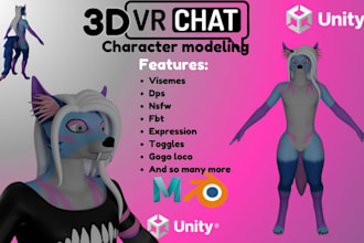 make custom anime vrchat model vrc avatar vr character vrchat avatar furry model