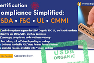 do usda organic, fsc, ul, cmmi certification compliance