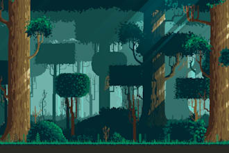 create amazing pixel art background game environment and pixel scenery landscape
