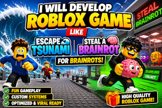 develop a roblox game like escape tsunami for brainrots, steal a brainrot game