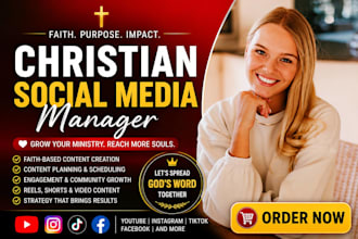 do social media manager for christian church and faith based content creation