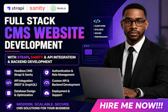 build full stack cms website with strapi, sanity and API backend development