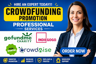 create and promote crowdfunding campaign kickstarter, gofundme, indiegogo