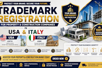 do trademark registration for property and construction companies USA and italy