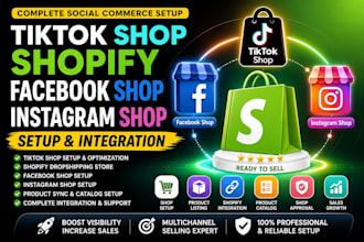 setup tiktok shop, setup shopify dropshipping, setup instagram and facebook shop