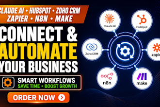 connect claude ai hubspot zoho crm zapier n8n make automation workflow setup