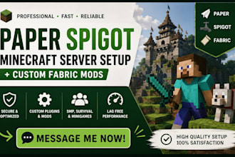 setup and configure your paper spigot minecraft server and custom fabric mods