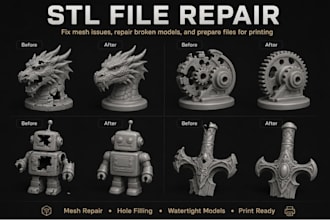 repair, model stl file repair, fix mesh, 3d model file modification for printing