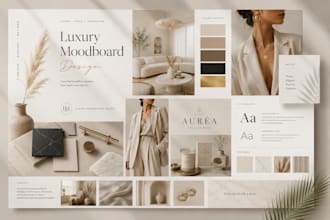 create luxury moodboard design for interior fashion and branding