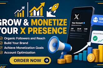 manage twitter x account to get organic followers reach 10m x monetization fast