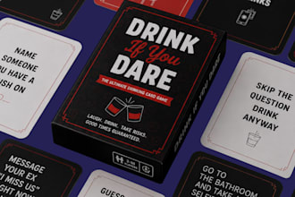 design drinking card game adult party cards couples deck box and rulebook