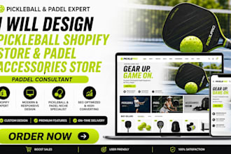 design pickleball shopify store padel accessories store tennis website