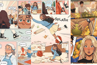 draw manga comic pages manga panels storyboard, anime illustration webtoon cover