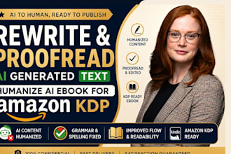 humanize ai content proofread, rewrite and edit ai generated book for KDP