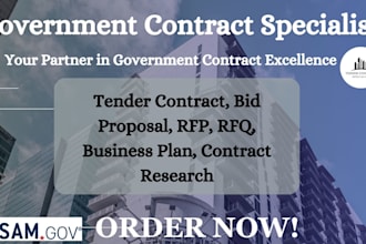 research government contracts, write construction and janitorial bid proposal