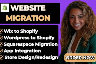 migrate wordpress to shopify, migrate wix squarespace to shopify store migration