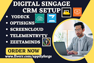setup digital singage crm yodeck optisigns screencloud telemetrytv zeetaminds
