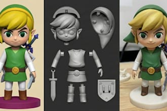 convert 2d to 3d toy, image photo sketch to 3d art toy model figurine stl