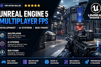 develop unreal engine 5 multiplayer fps game development, ai systems, bug fixing
