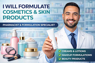 formulate cosmetics, lotions, beauty creams or makeup products as a pharmacist