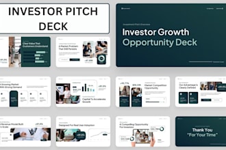 design investor pitch deck, startup pitch deck, presentation template design
