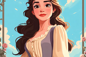 beautiful portrait in disney cartoon