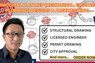 draw structural plans and mep, floor plans architectural drawing adu city permit