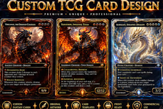 design custom mtg card game tcg card template pokemon edh commander game art