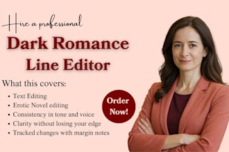 line edit dark romance novel, erotic manuscript polishing  as a book editor