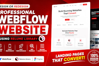 design or redesign your webflow website using relume library and landing page