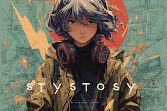 design album cover or cartoon album cover art