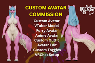 create vrchat avatar, nsfw outfit, furry avatar avatar, vr character 3d model