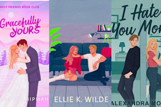 illustrate romance book cover, ebook cover, romance character, book cover design