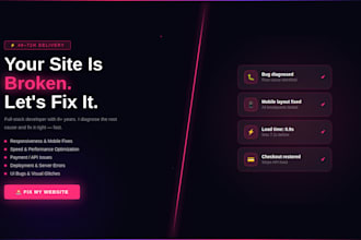 fix your broken website bugs, speed, responsiveness, payment and API issues