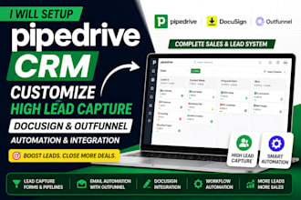 setup pipedrive CRM with lead capture, pipedrive docusign, outfunnel automation