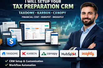 setup tax preparation CRM taxdome karbon canopy financial cent hubspot insightly