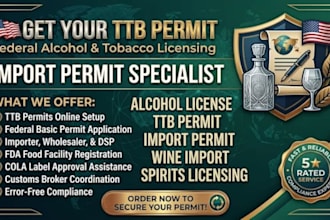 handle alcohol and tobacco licensing, registration, ttb permits and compliances