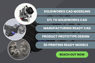 do reverse engineer stl, scan, mesh to solidworks cad model for manufacturing